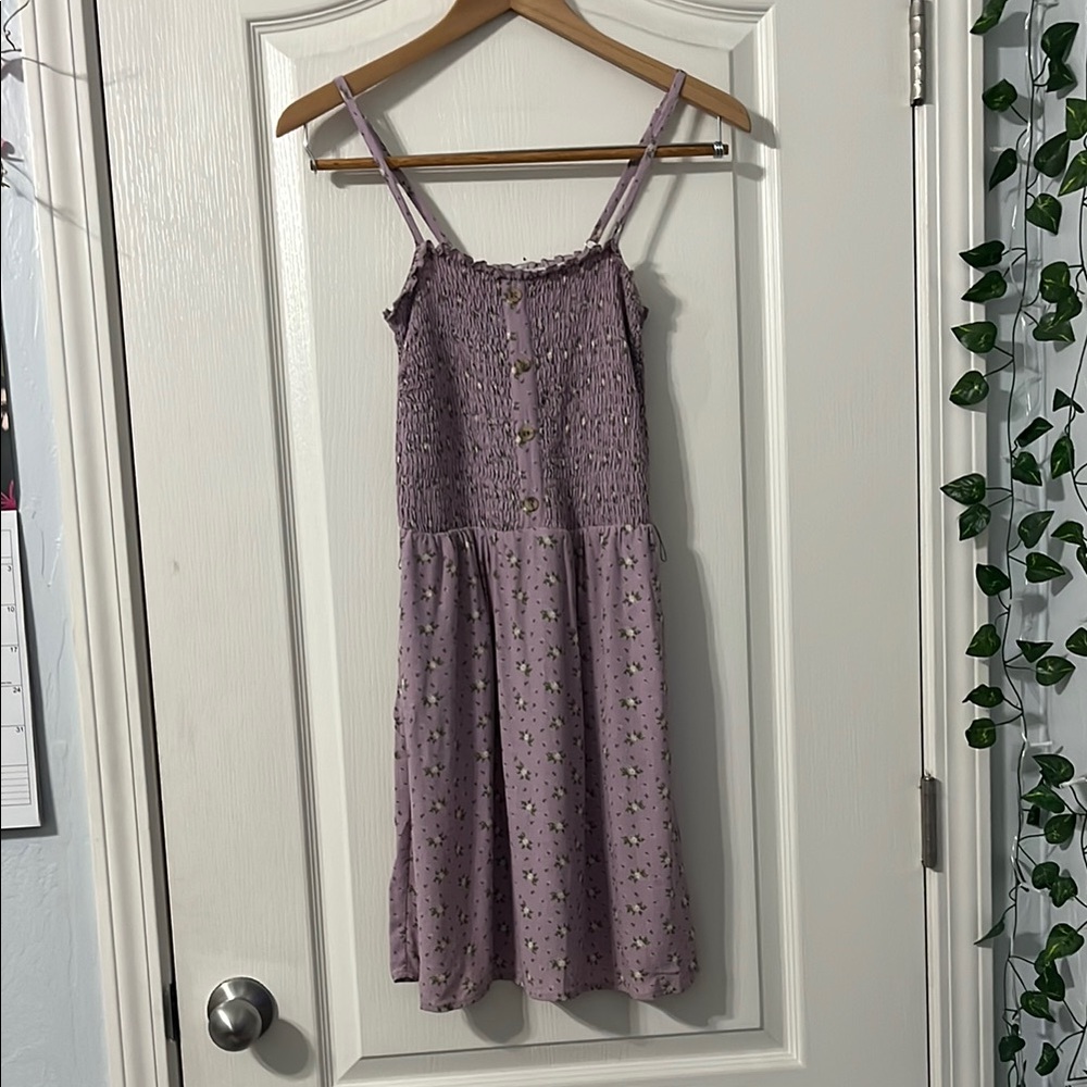 Purple Floral Button-Down Dress